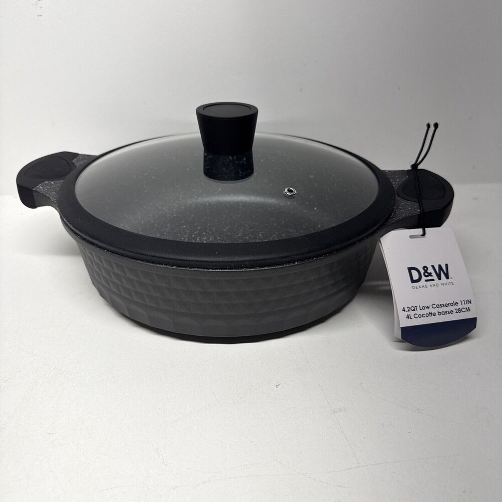 D&W Deane & White Non Stick Low Casserole / 11 Pan Skillet With Lid  Cookware